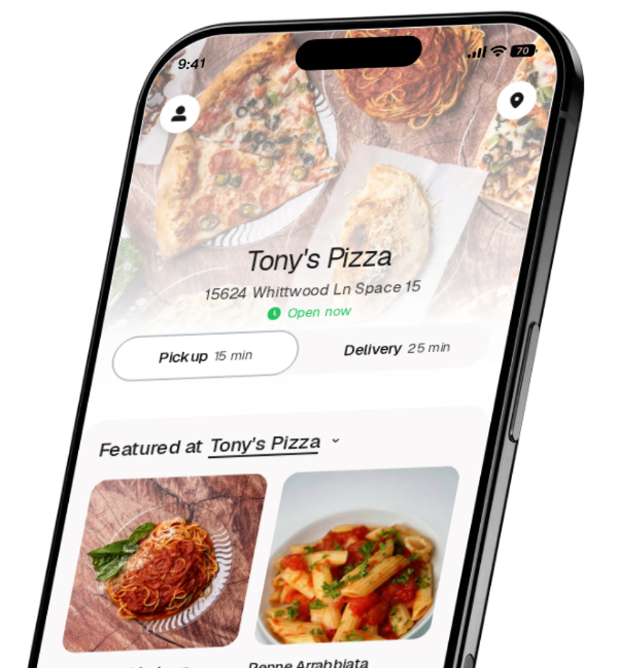 Tony's Pizza app preview